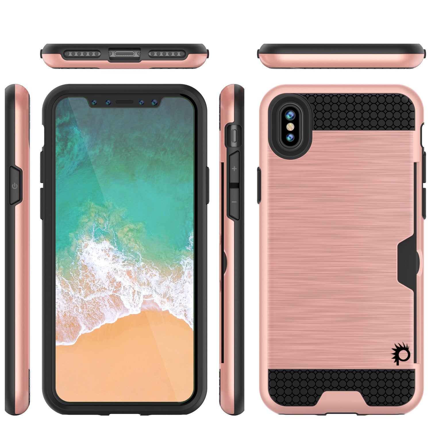 iPhone X Case, PUNKcase [SLOT Series] Slim Fit Dual-Layer Armor Cover & Tempered Glass PUNKSHIELD Screen Protector for Apple iPhone X [Rose Gold] - PunkCase NZ