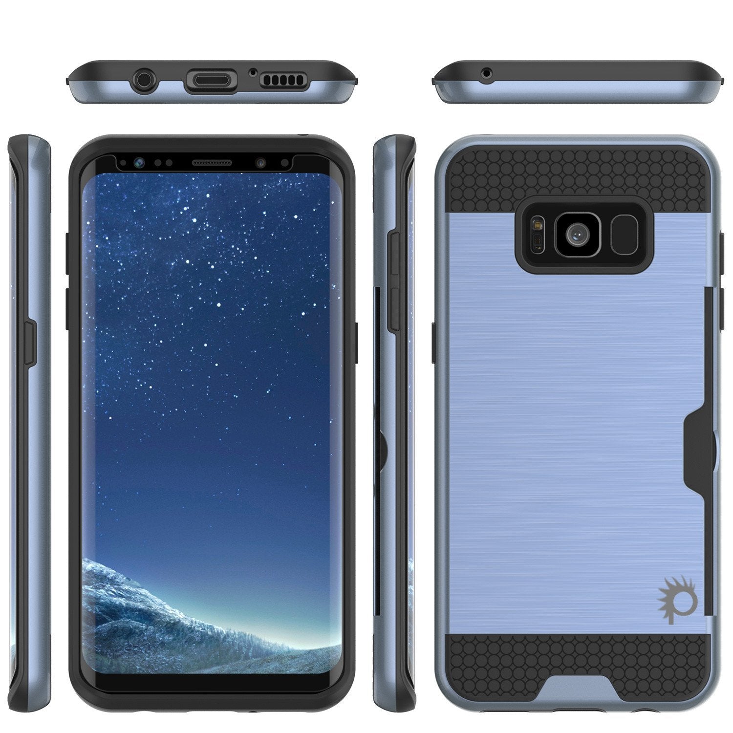 Galaxy S8 Case, PUNKcase [SLOT Series] [Slim Fit] Dual-Layer Armor Cover w/Integrated Anti-Shock System, Credit Card Slot & PUNKSHIELD Screen Protector for Samsung Galaxy S8[Navy] - PunkCase NZ