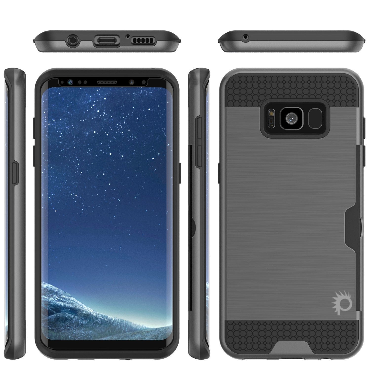 Galaxy S8 Plus Case, PUNKcase [SLOT Series] [Slim Fit] Dual-Layer Armor Cover w/Integrated Anti-Shock System, Credit Card Slot & PunkShield Screen Protector for Samsung Galaxy S8+ [Grey] - PunkCase NZ
