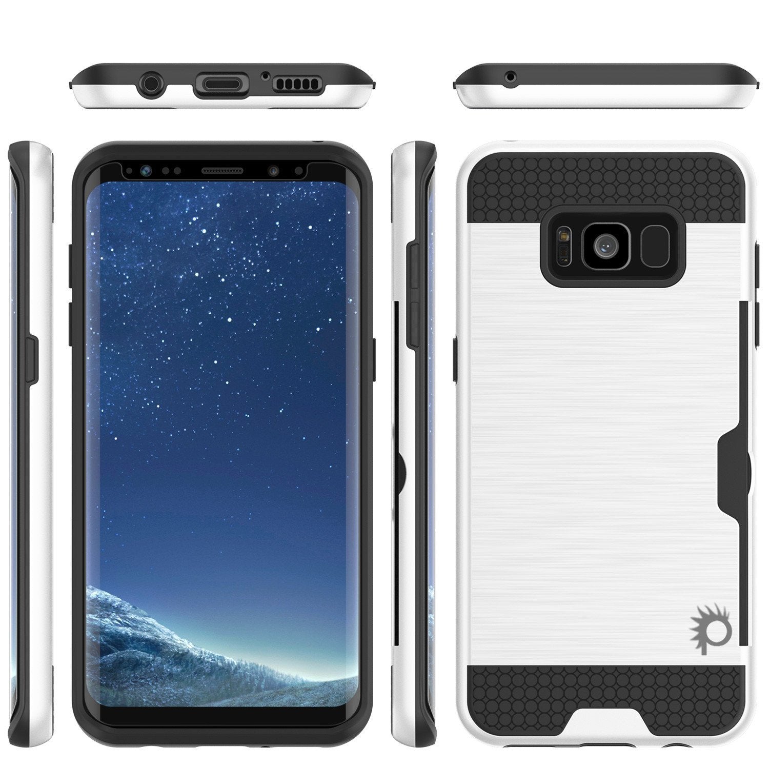 Galaxy S8 Case, PUNKcase [SLOT Series] [Slim Fit] Dual-Layer Armor Cover w/Integrated Anti-Shock System, Credit Card Slot & PUNKSHIELD Screen Protector for Samsung Galaxy S8[White] - PunkCase NZ