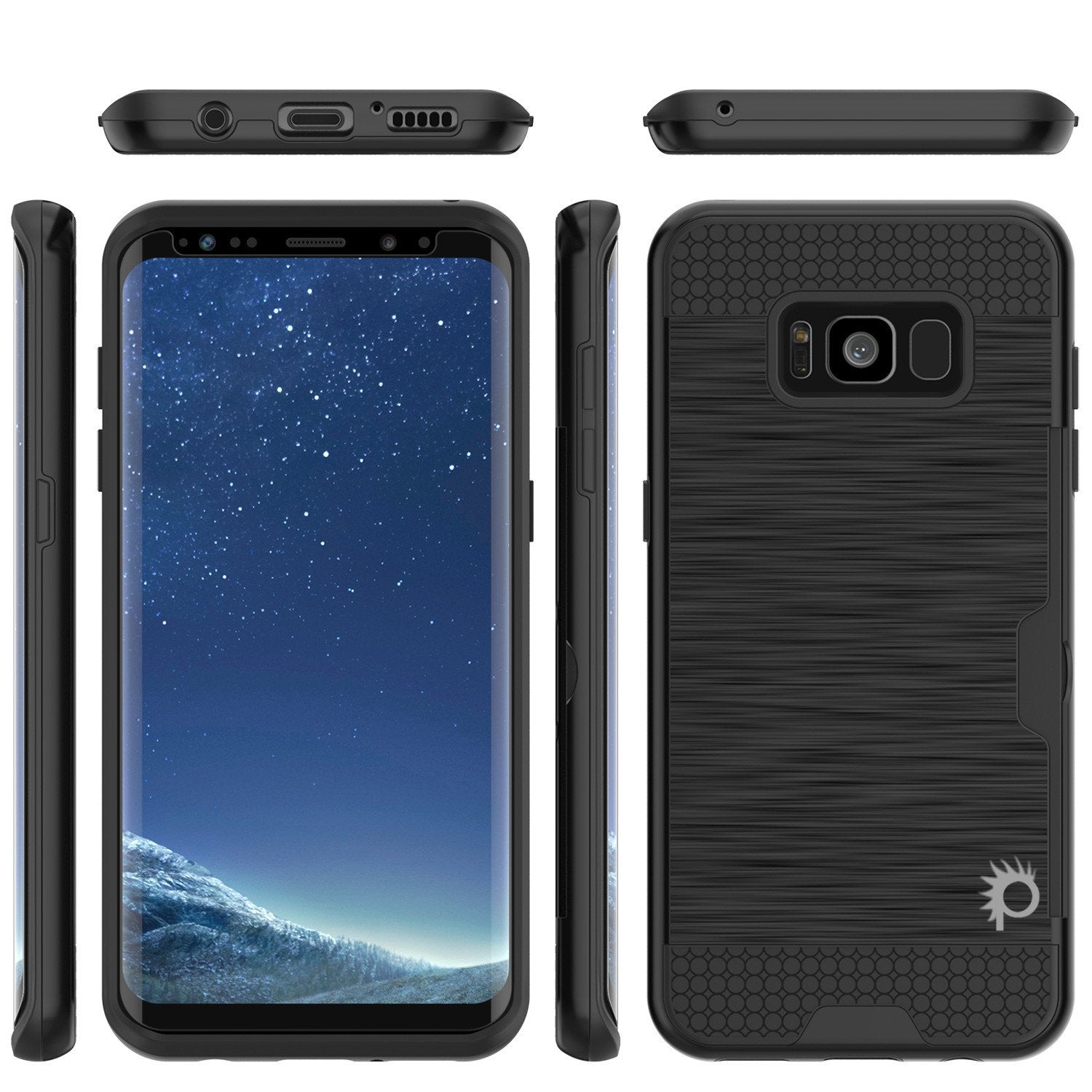 Galaxy S8 Plus Case, PUNKcase [SLOT Series] [Slim Fit] Dual-Layer Armor Cover w/Integrated Anti-Shock System, Credit Card Slot & PunkShield Screen Protector for Samsung Galaxy S8+ [Black] - PunkCase NZ