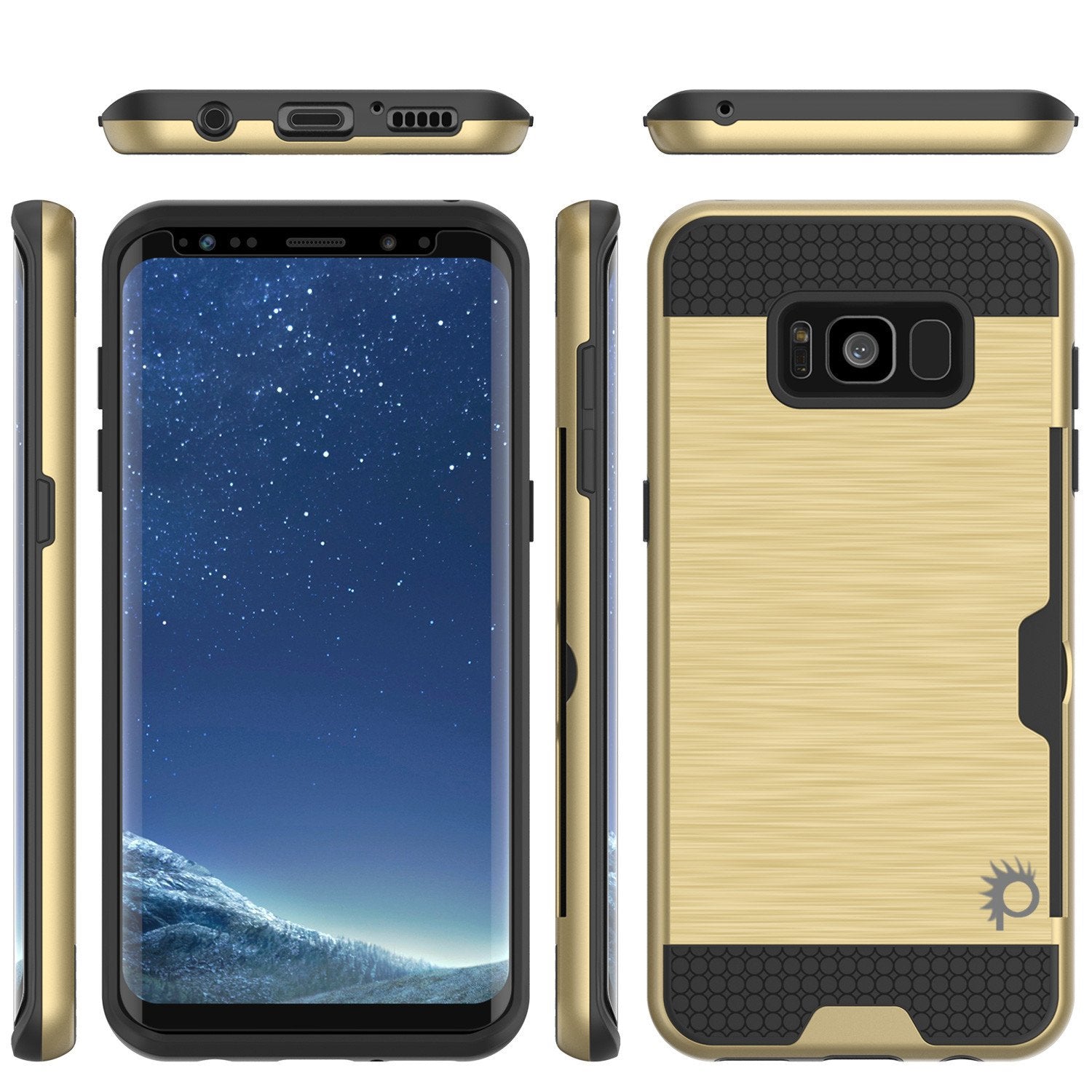 Galaxy S8 Plus Case, PUNKcase [SLOT Series] [Slim Fit] Dual-Layer Armor Cover w/Integrated Anti-Shock System, Credit Card Slot & PunkShield Screen Protector for Samsung Galaxy S8+ [Gold] - PunkCase NZ