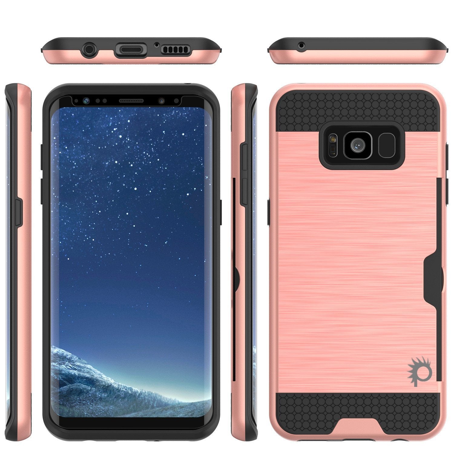 Galaxy S8 Case, PUNKcase [SLOT Series] [Slim Fit] Dual-Layer Armor Cover w/Integrated Anti-Shock System, Credit Card Slot & PUNKSHIELD Screen Protector for Samsung Galaxy S8[Rose Gold] - PunkCase NZ