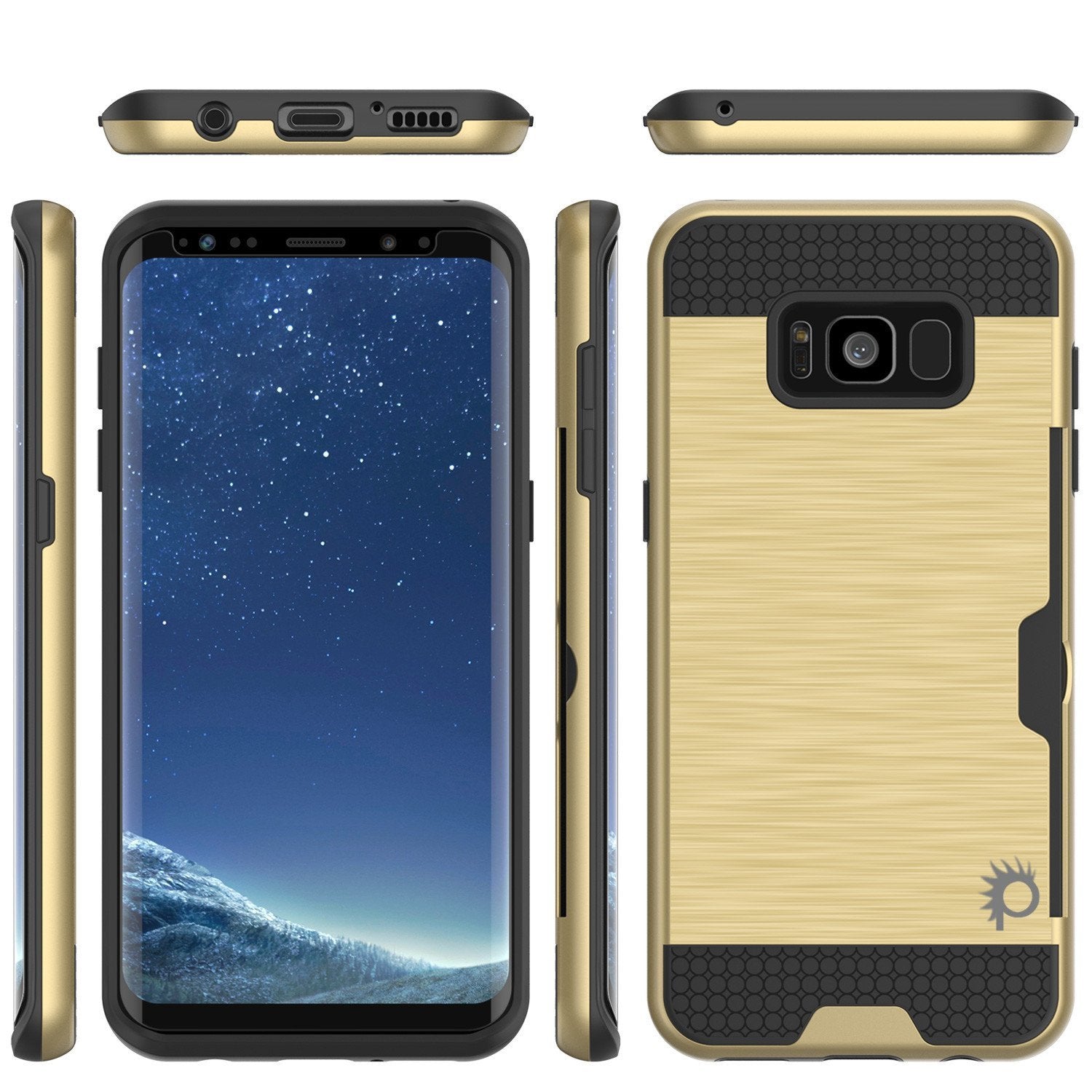 Galaxy S8 Case, PUNKcase [SLOT Series] [Slim Fit] Dual-Layer Armor Cover w/Integrated Anti-Shock System, Credit Card Slot & PUNKSHIELD Screen Protector for Samsung Galaxy S8 [Gold] - PunkCase NZ