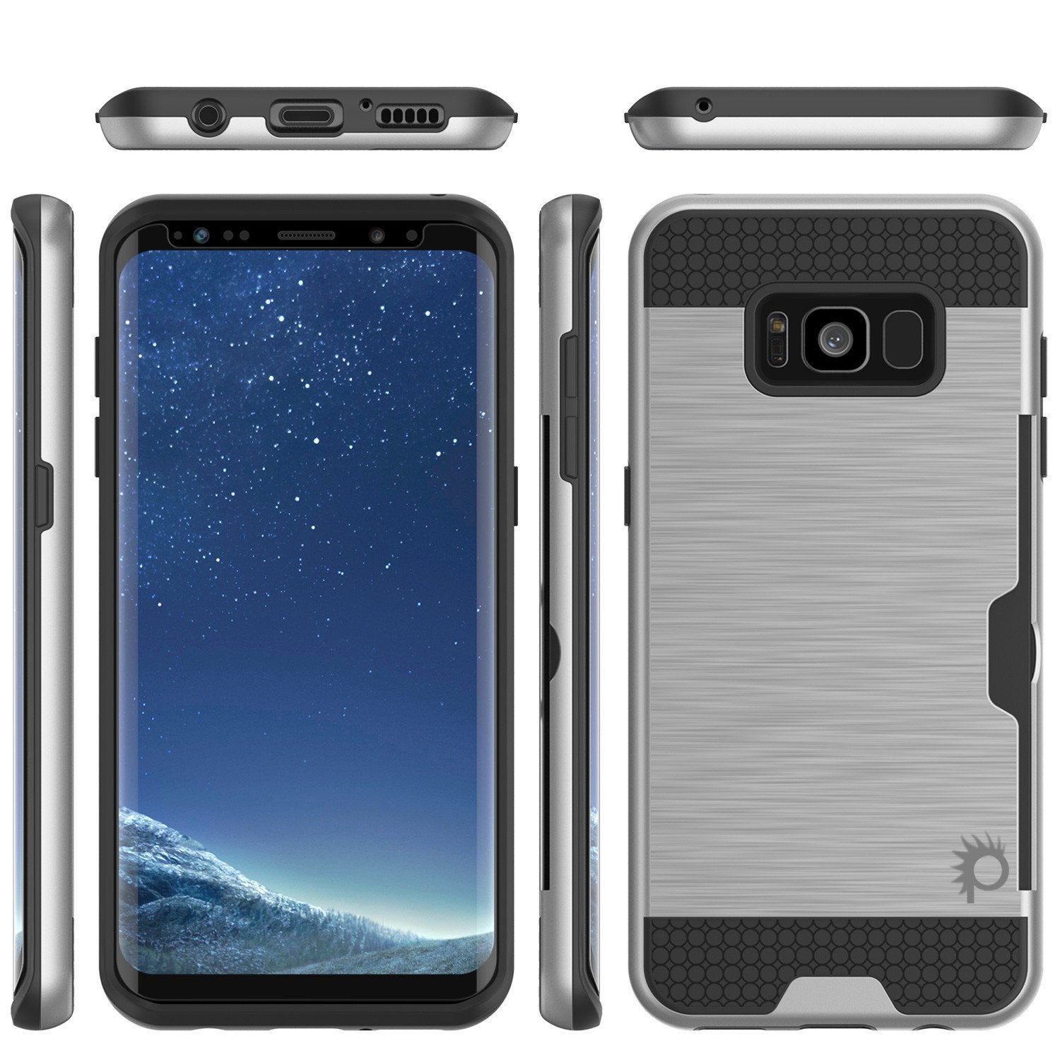 Galaxy S8 Plus Case, PUNKcase [SLOT Series] [Slim Fit] Dual-Layer Armor Cover w/Integrated Anti-Shock System, Credit Card Slot & PunkShield Screen Protector for Samsung Galaxy S8+ [Silver] - PunkCase NZ