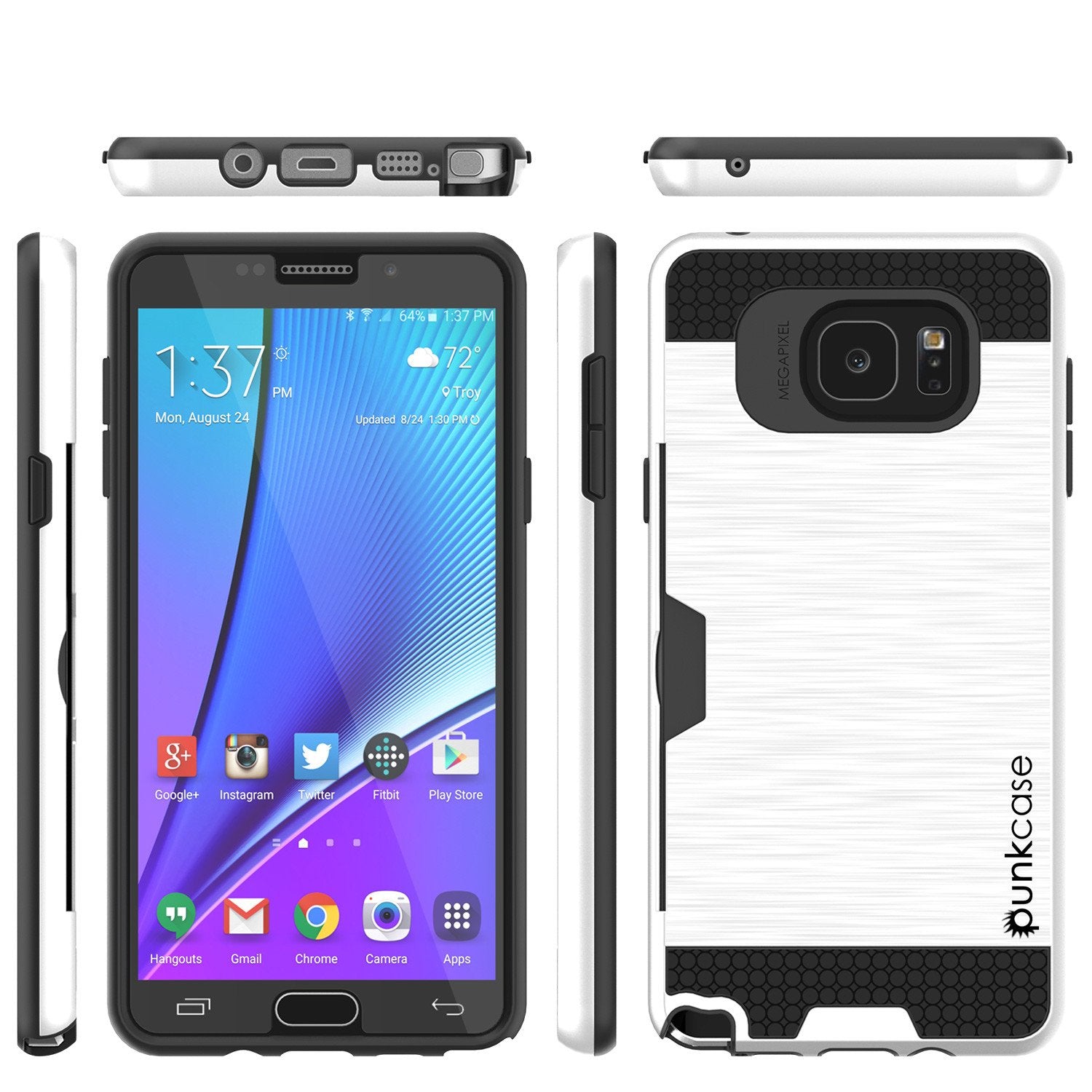 Galaxy Note 5 Case PunkCase SLOT White Series Slim Armor Soft Cover Case w/ Tempered Glass - PunkCase NZ