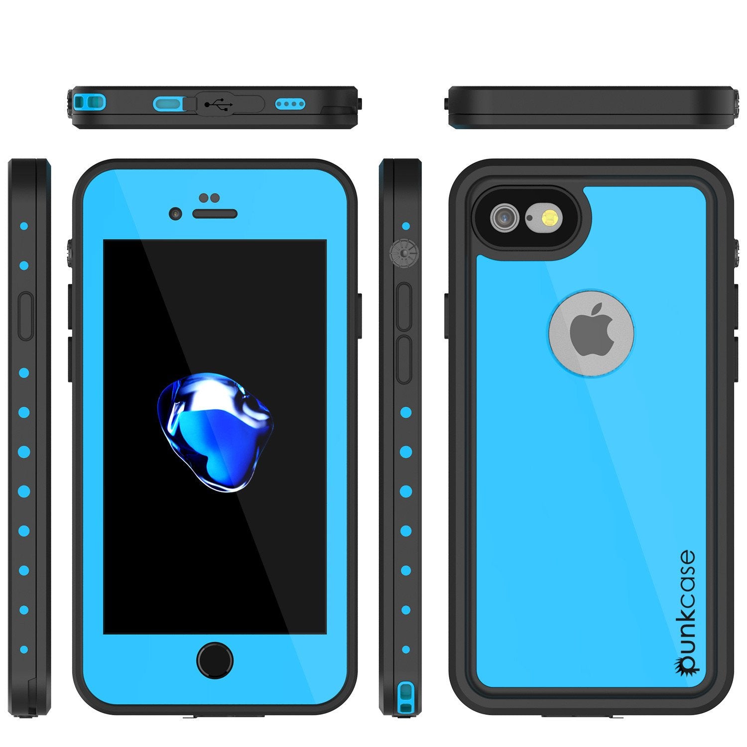 iPhone 7 Waterproof IP68 Case, Punkcase [Light Blue] [StudStar Series] [Slim Fit] [Dirt/Snow Proof] - PunkCase NZ