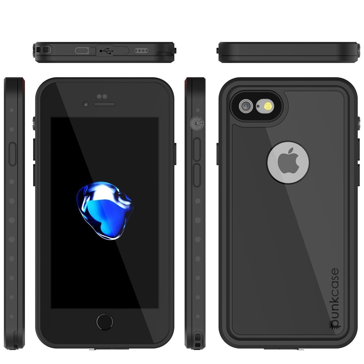 iPhone 8 Waterproof Case, Punkcase [Black] [StudStar Series] [Slim Fit] [IP68 Certified][Dirtproof] [Snowproof] - PunkCase NZ