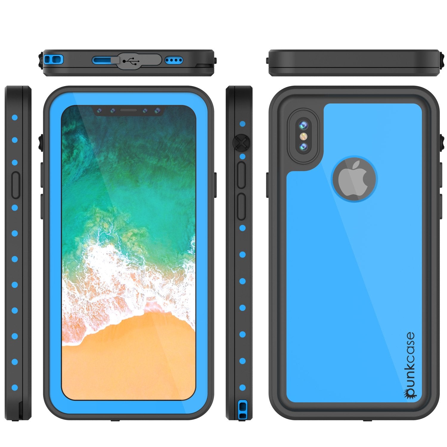 iPhone X Waterproof IP68 Case, Punkcase [Light blue] [StudStar Series] [Slim Fit] [Dirtproof] - PunkCase NZ