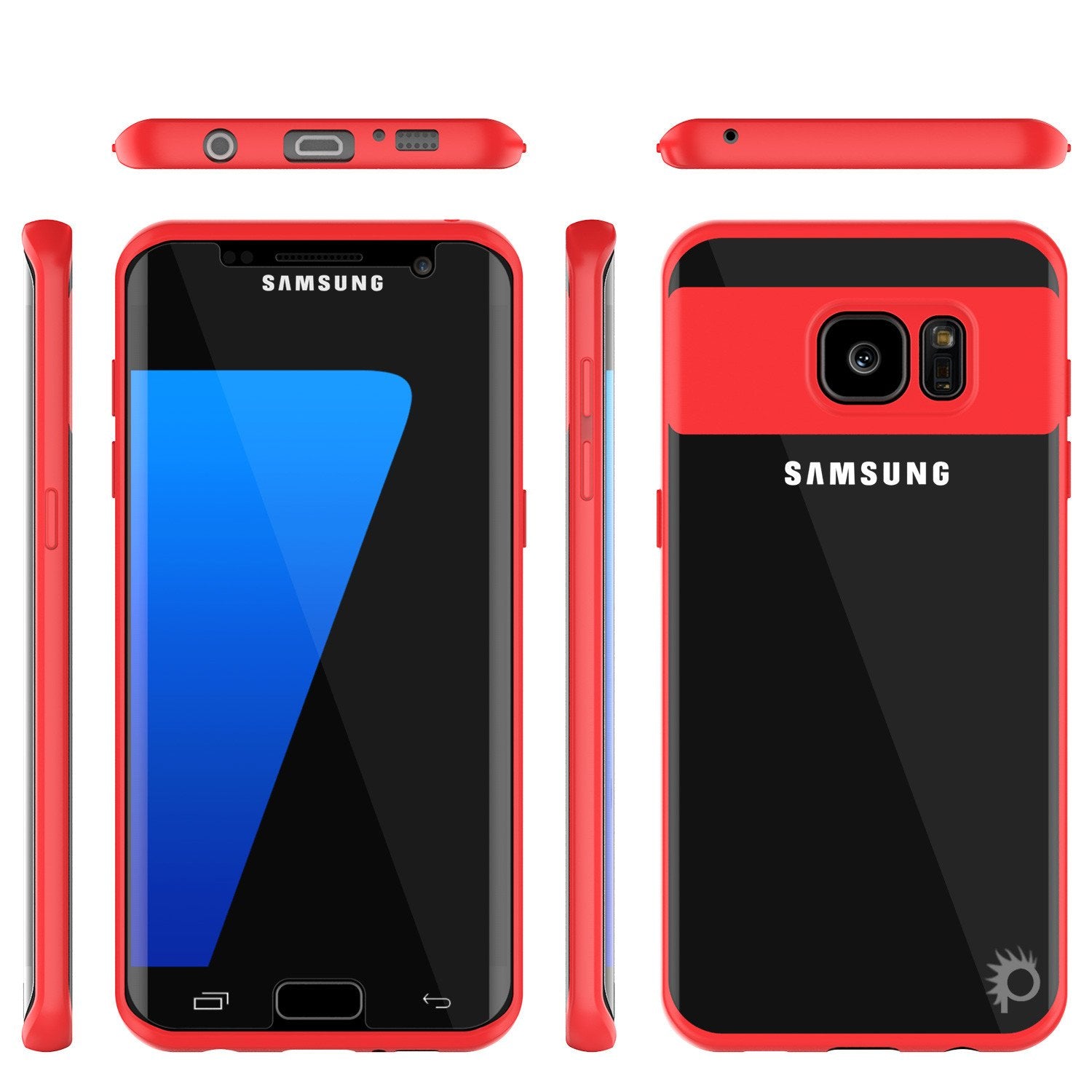 Galaxy S7 Edge Case [MASK Series] [RED] Full Body Hybrid Dual Layer TPU Cover W/ Protective PUNKSHIELD Screen Protector - PunkCase NZ