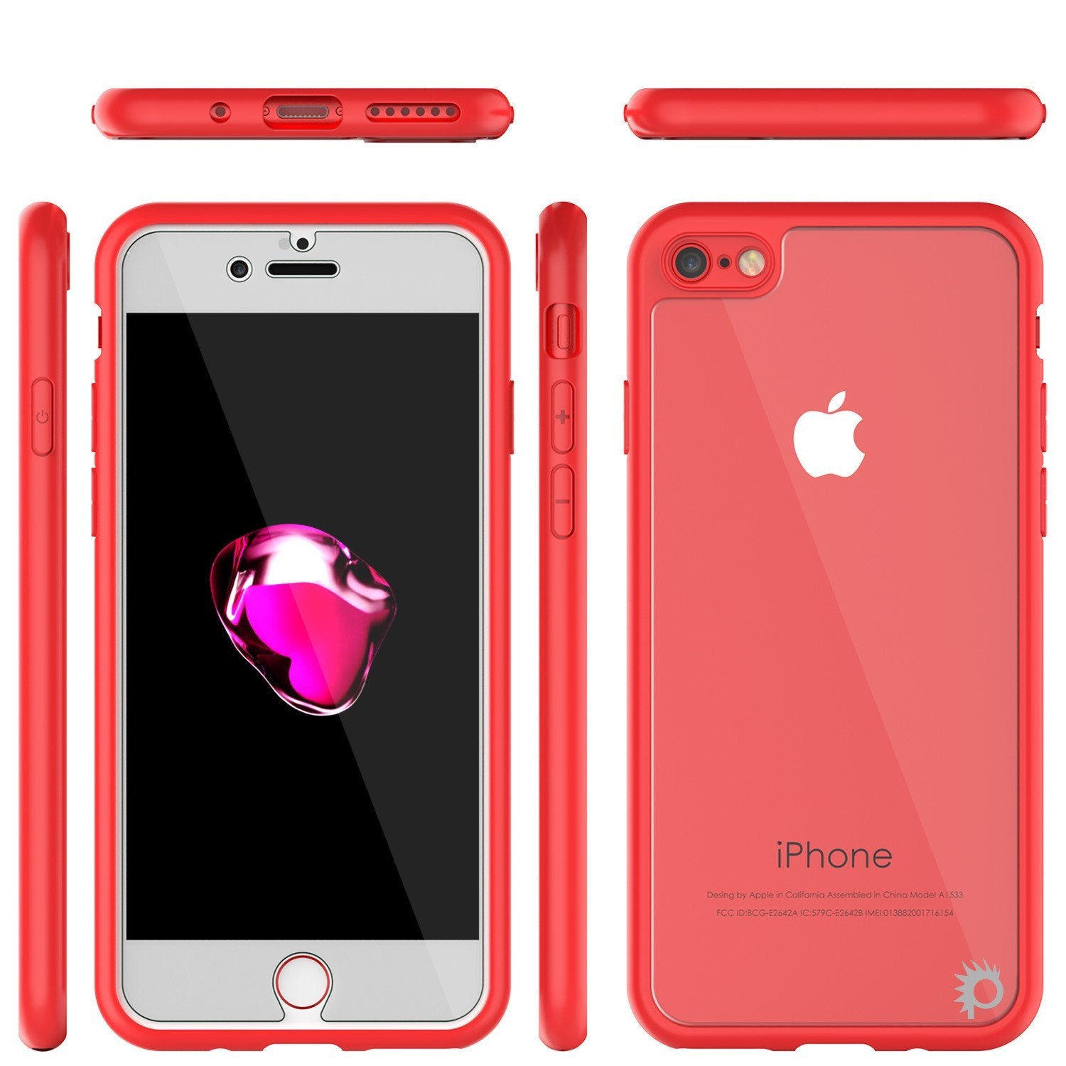 iPhone 8 Case [MASK Series] [RED] Full Body Hybrid Dual Layer TPU Cover W/ protective Tempered Glass Screen Protector - PunkCase NZ