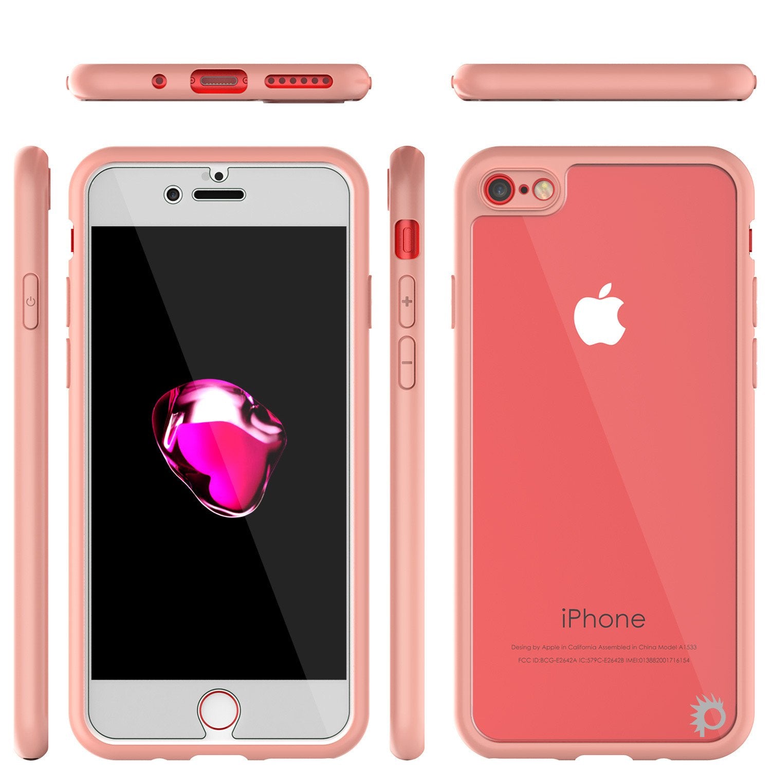iPhone 7 Case [MASK Series] [PINK] Full Body Hybrid Dual Layer TPU Cover W/ protective Tempered Glass Screen Protector - PunkCase NZ