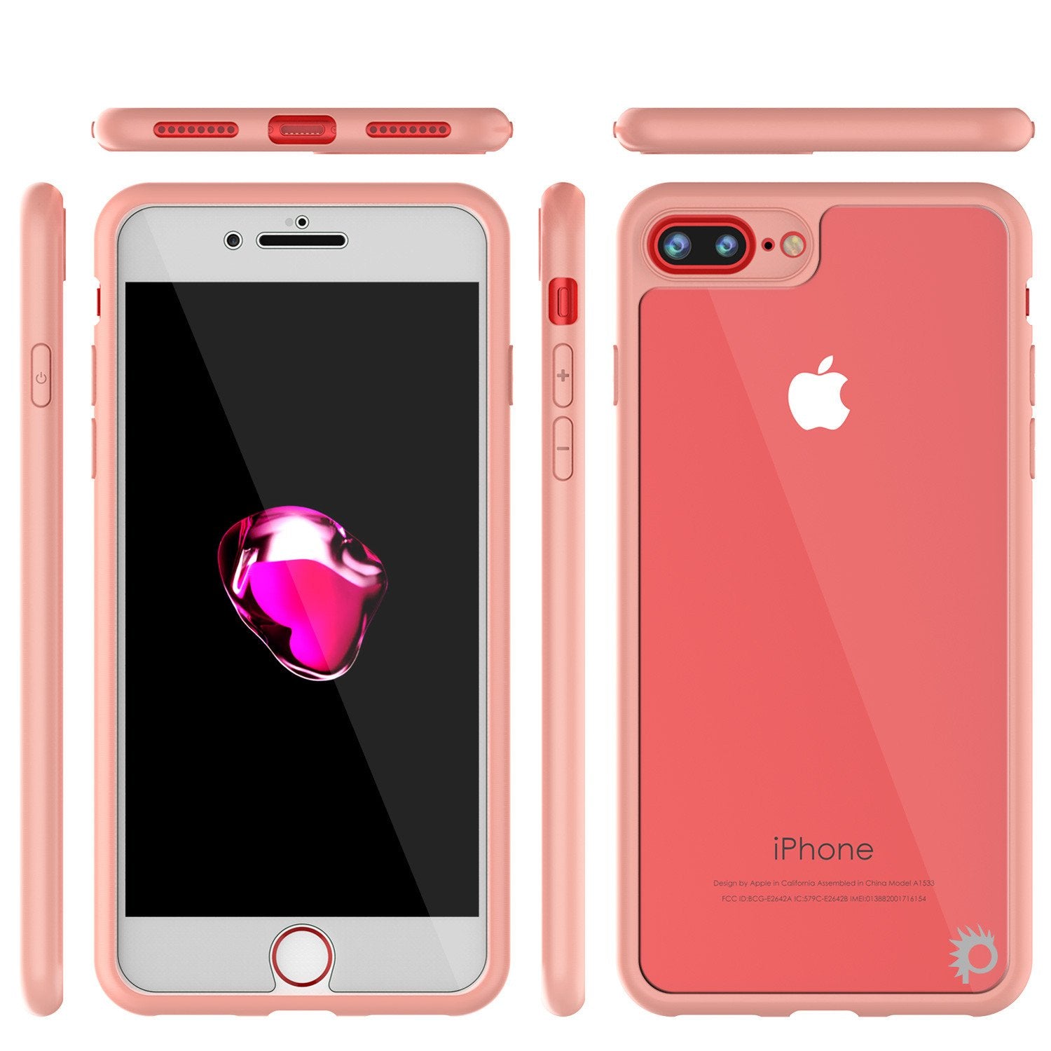 iPhone 7+ Plus Case [MASK Series] [PINK] Full Body Hybrid Dual Layer TPU Cover W/ protective Tempered Glass Screen Protector - PunkCase NZ