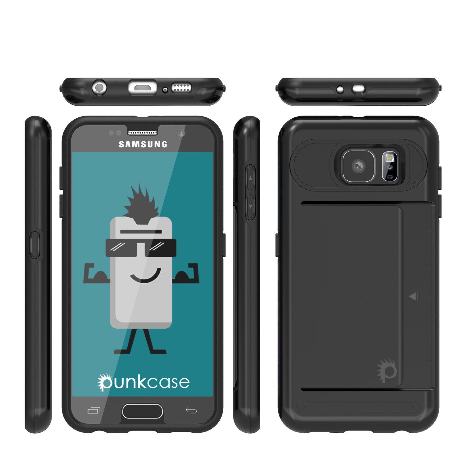 Galaxy s6 Case PunkCase CLUTCH Black Series Slim Armor Soft Cover Case w/ Tempered Glass - PunkCase NZ