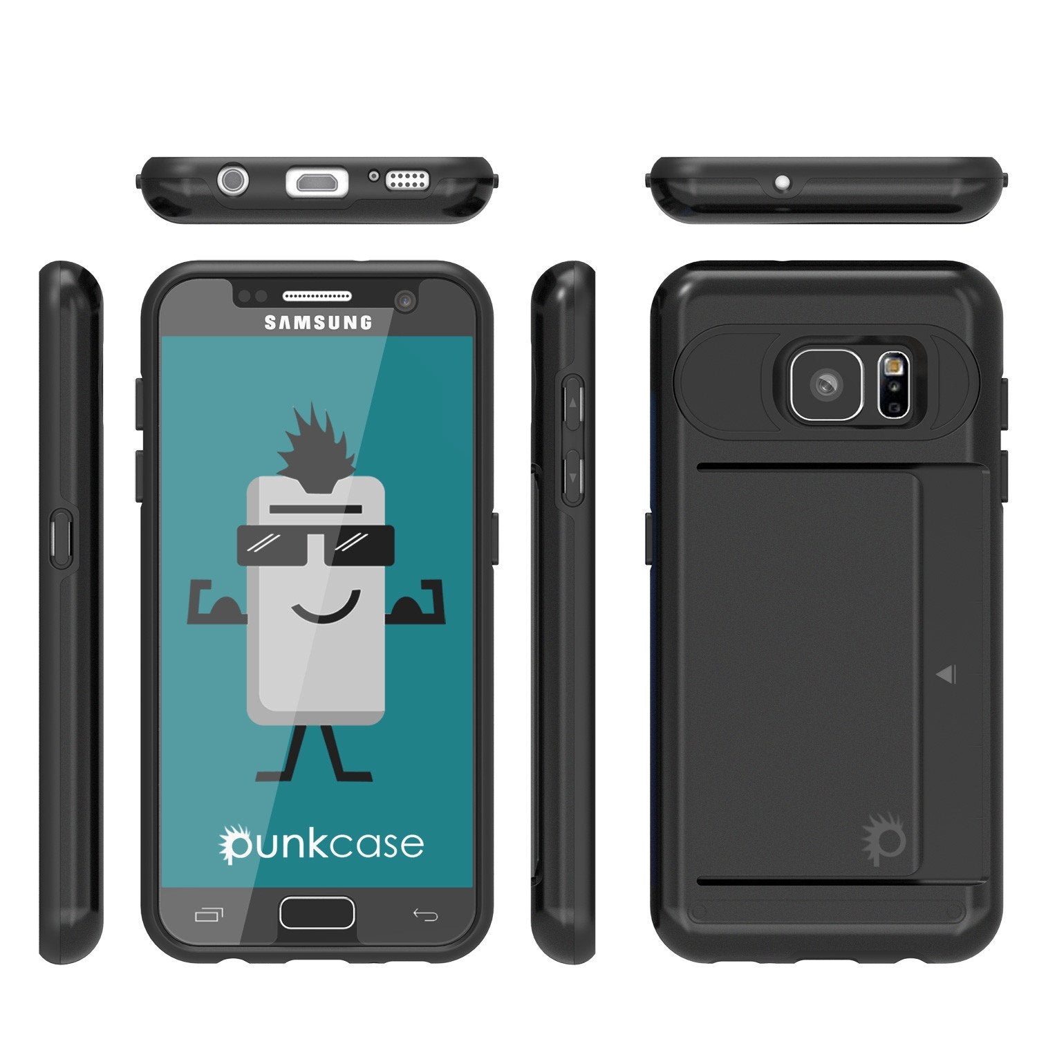 Galaxy s7 Case PunkCase CLUTCH Black Series Slim Armor Soft Cover Case w/ Tempered Glass - PunkCase NZ