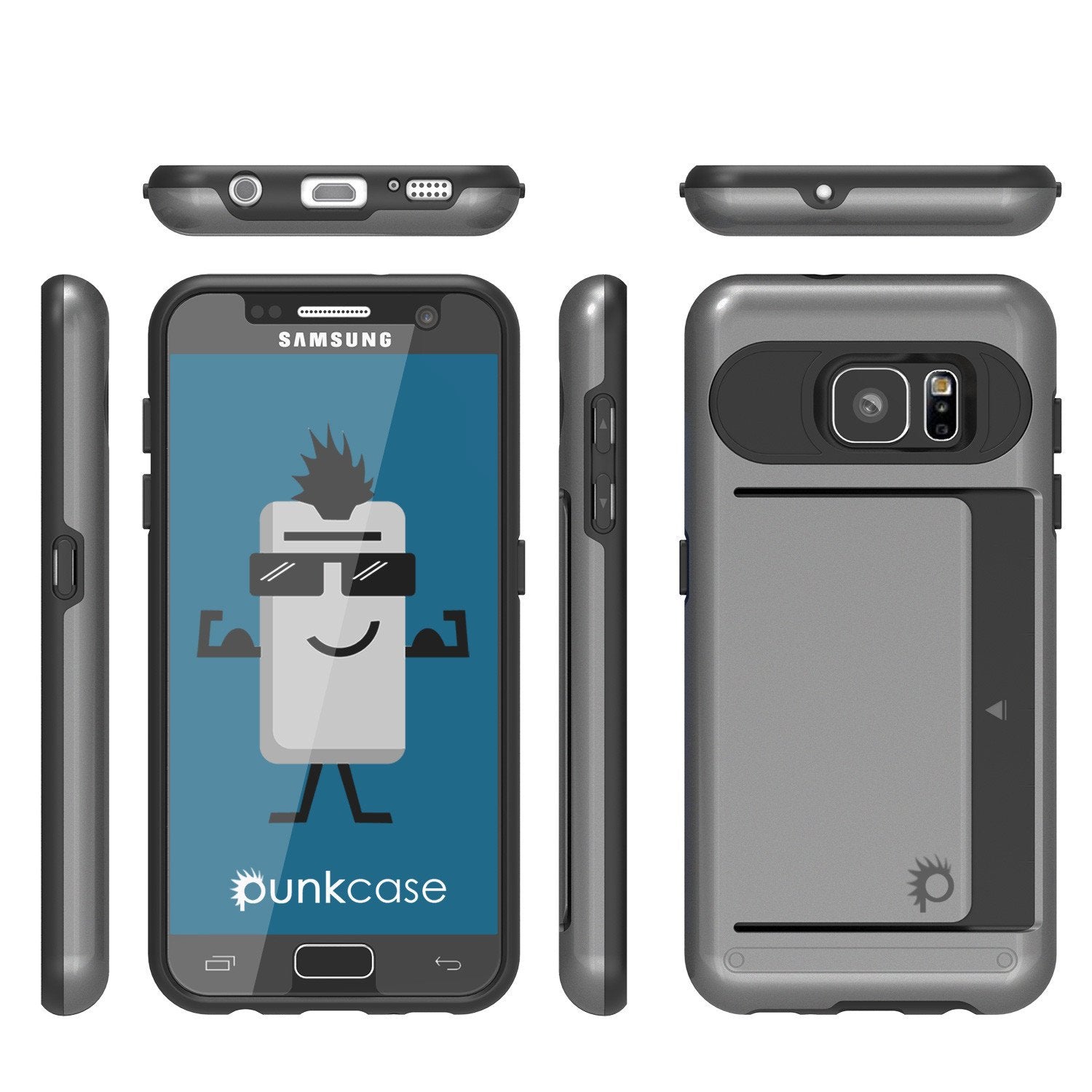 Galaxy s7 Case PunkCase CLUTCH Grey Series Slim Armor Soft Cover Case w/ Tempered Glass - PunkCase NZ