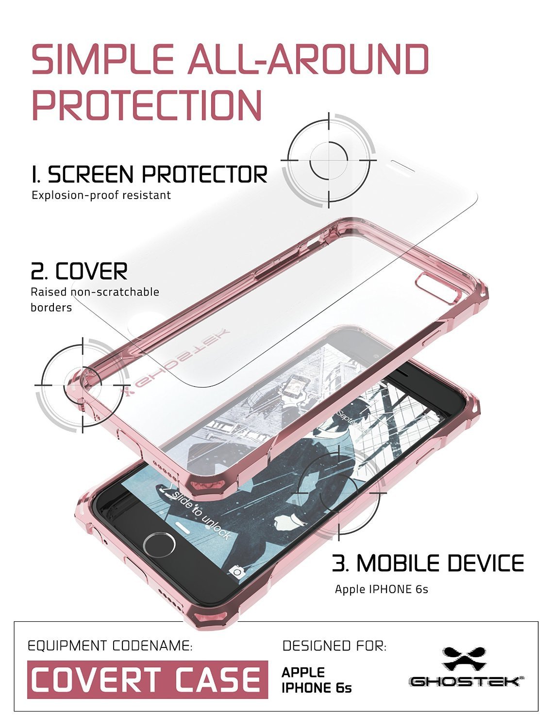 iPhone 6S Case, Ghostek® Covert Peach, Premium Impact Protective Armor | Lifetime Warranty Exchange - PunkCase NZ