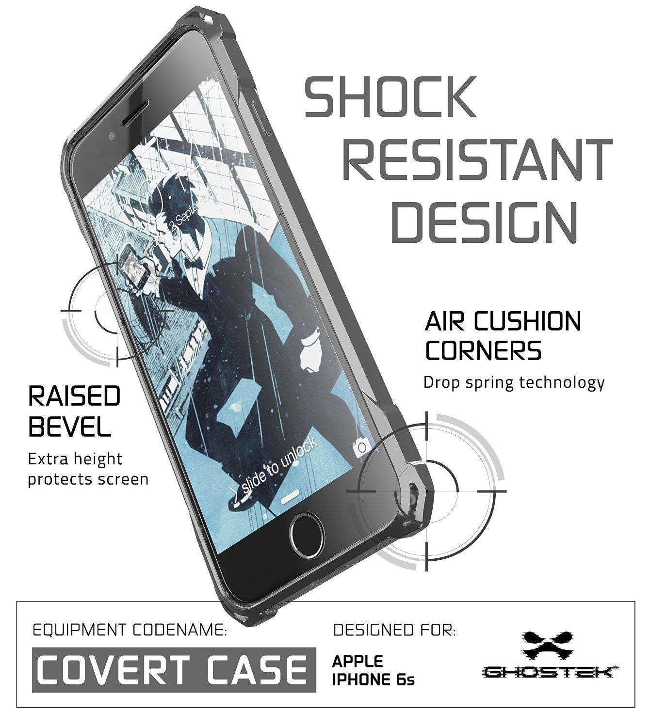 iPhone 6S Case, Ghostek® Covert Space Grey, Premium Impact Armor | Lifetime Warranty Exchange - PunkCase NZ