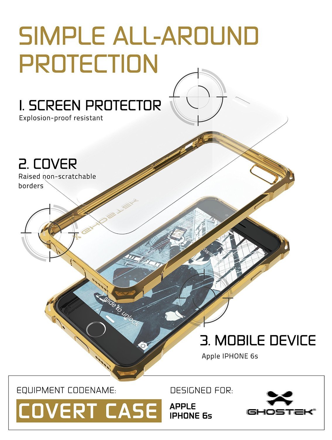 iPhone 6S Case, Ghostek® Covert Gold, Premium Impact Protective Armor | Lifetime Warranty Exchange - PunkCase NZ