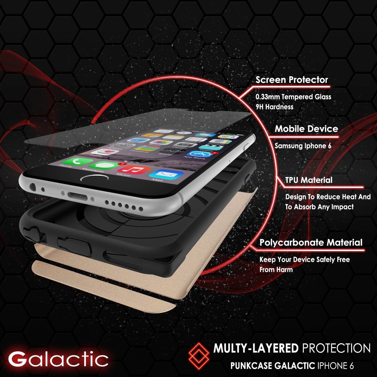 iPhone 6s Plus/6 Plus  Case PunkCase Galactic Gold Slim w/ Tempered Glass | Lifetime Warranty - PunkCase NZ