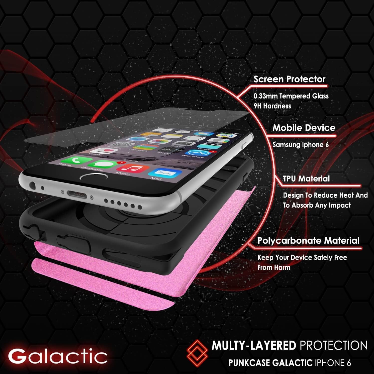iPhone 6s Plus/6 Plus Case PunkCase Galactic Pink Slim w/ Tempered Glass Protector Lifetime Warranty - PunkCase NZ