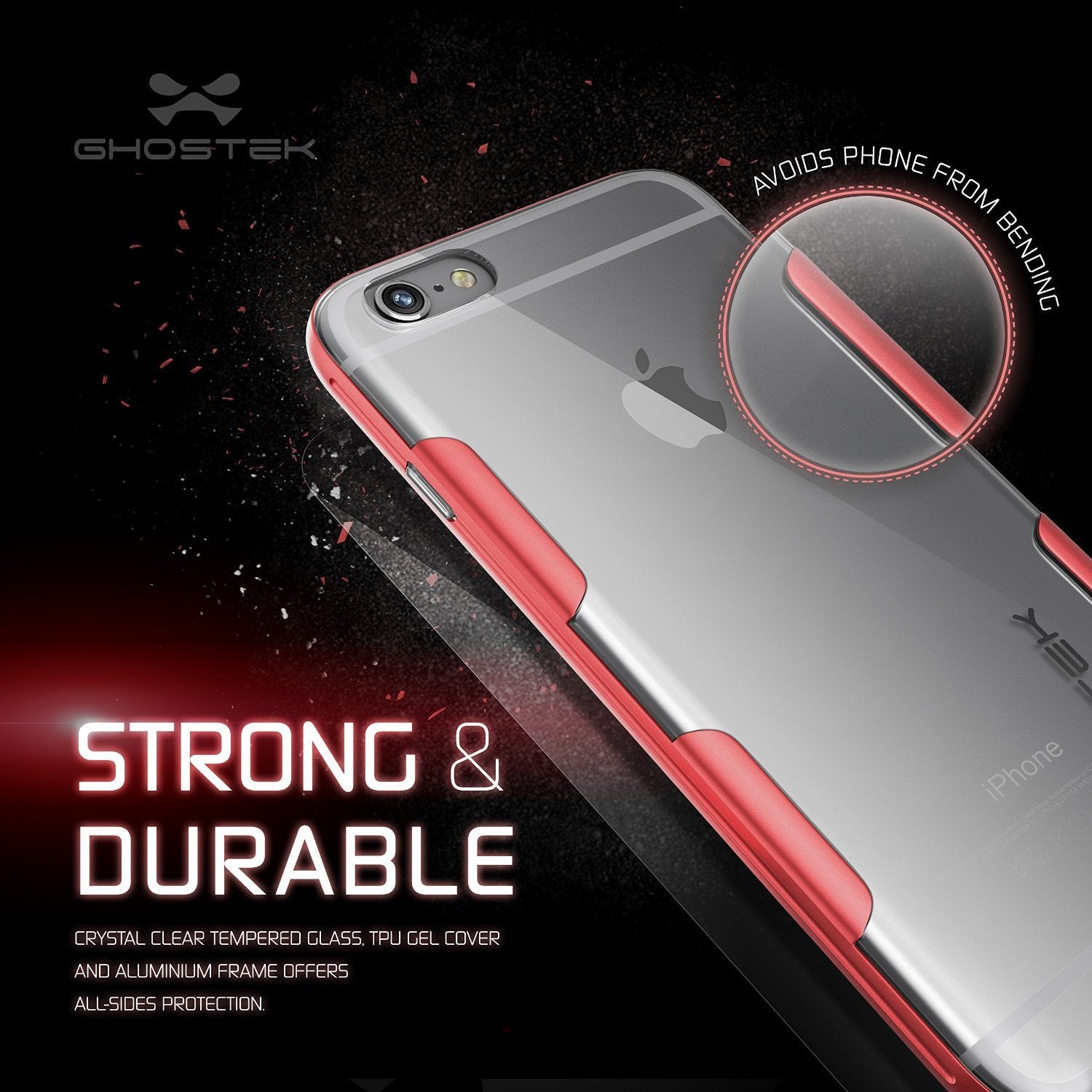 iPhone 6s Plus Case Red Ghostek Cloak, Slim Protective Armor w/ Tempered Glass | Lifetime Warranty - PunkCase NZ