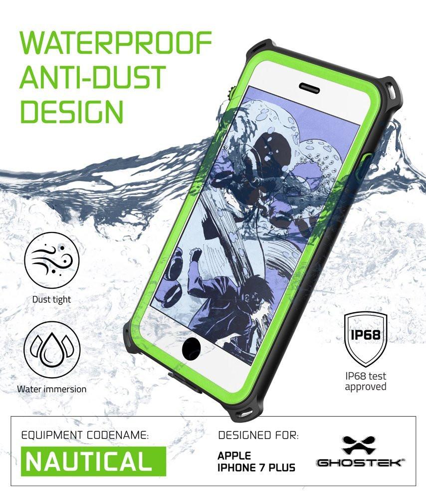 iPhone 7+ Plus Waterproof Case, Ghostek Nautical Series for iPhone 7+ Plus | Slim Underwater Protection | Adventure Duty | Swimming (Green) - PunkCase NZ