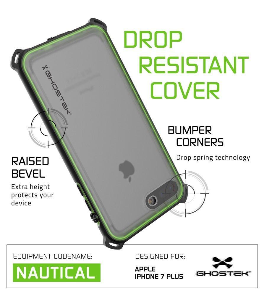 iPhone 8+ Plus Waterproof Case, Ghostek Nautical Series for iPhone 8+ Plus | Slim Underwater Protection | Adventure Duty | Swimming (Green) - PunkCase NZ