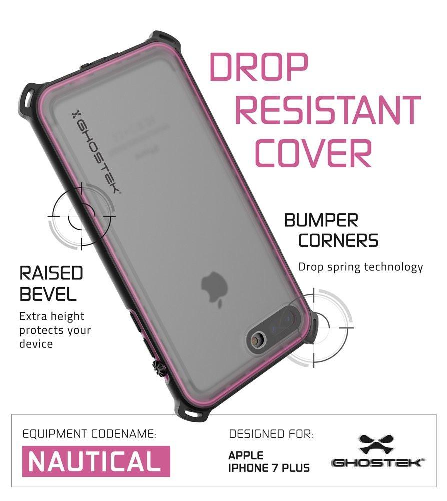 iPhone 7+ Plus Waterproof Case, Ghostek Nautical Series for iPhone 7+ Plus | Slim Underwater Protection | Adventure Duty | Swimming (Pink) - PunkCase NZ