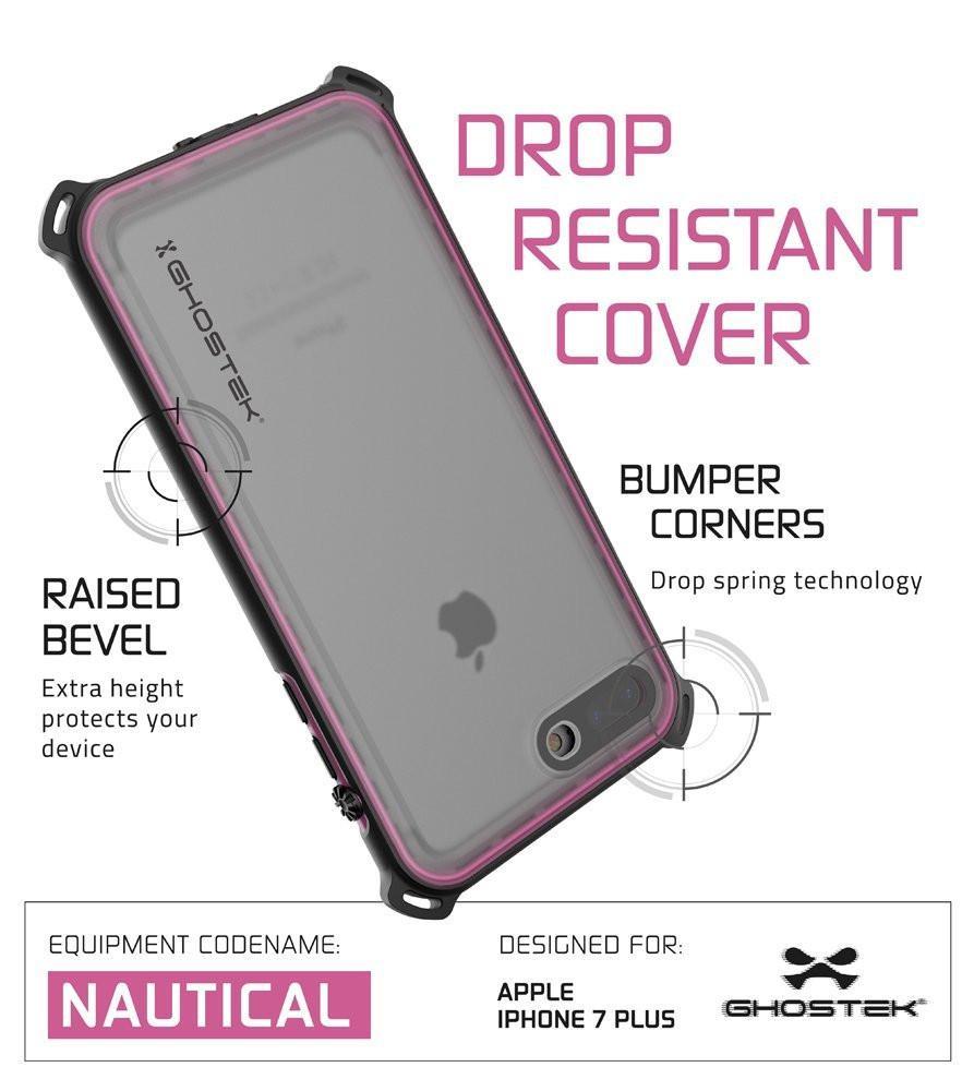 iPhone 8+ Plus Waterproof Case, Ghostek Nautical Series for iPhone 8+ Plus | Slim Underwater Protection | Adventure Duty | Swimming (Pink) - PunkCase NZ