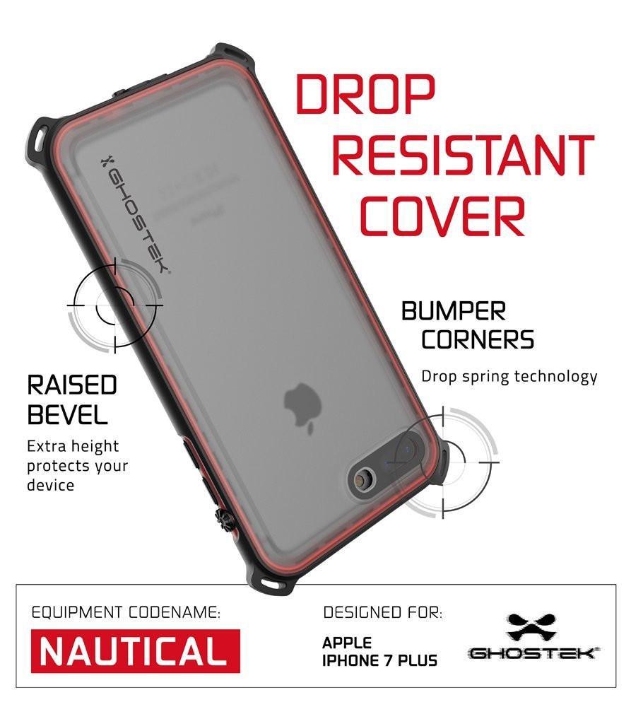 iPhone 8+ Plus Waterproof Case, Ghostek Nautical Series for iPhone 8+ Plus | Slim Underwater Protection | Adventure Duty | Swimming (Red) - PunkCase NZ