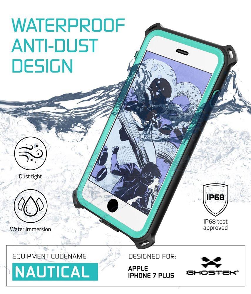 iPhone 8+ Plus Waterproof Case, Ghostek Nautical Series for iPhone 8+ Plus | Slim Underwater Protection | Adventure Duty | Swimming (Teal) - PunkCase NZ