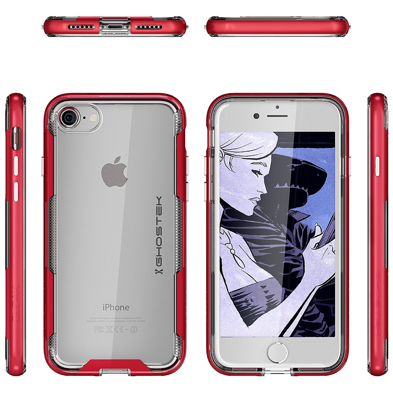 iPhone 7 Case, Ghostek Cloak 3 Series Case for iPhone 7 Case Clear Protective Case [RED] - PunkCase NZ