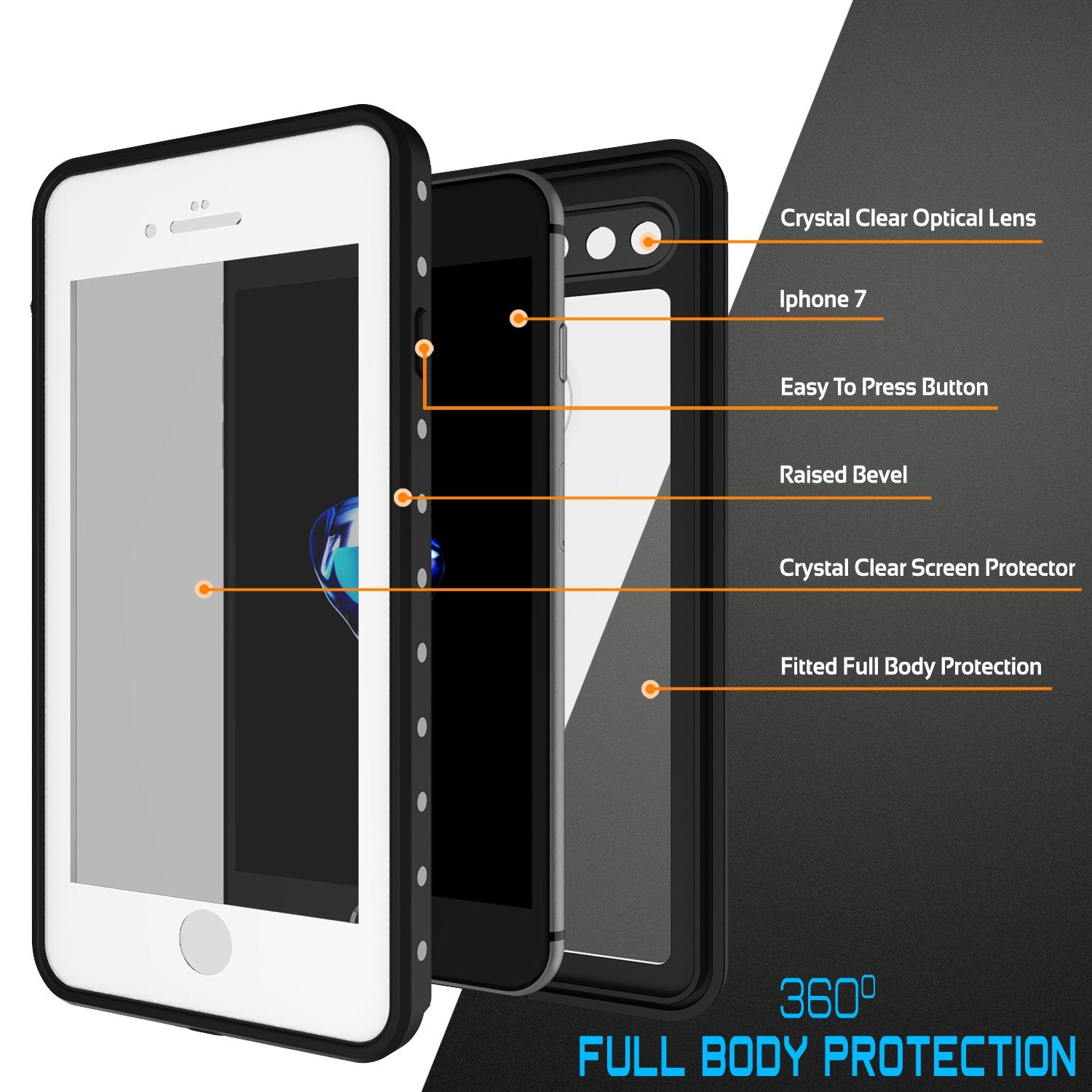 iPhone 7+ Plus Waterproof IP68 Case, Punkcase [Clear] [StudStar Series] [Slim Fit] [Dirtproof] - PunkCase NZ