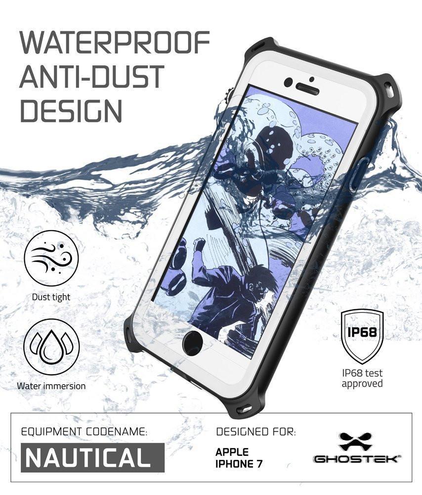 iPhone  8  Waterproof Case, Ghostek Nautical Series for iPhone  8  | Slim Underwater Protection | Adventure Duty | Ultra Fit | Swimming (White) - PunkCase NZ