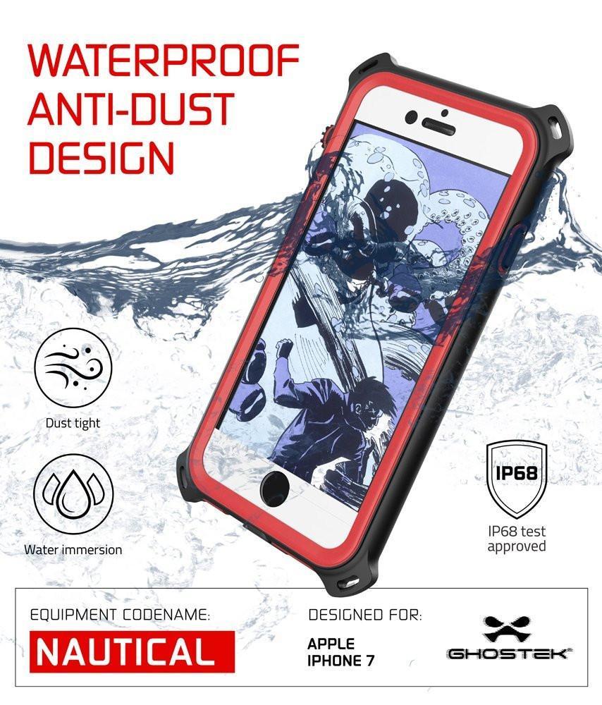 iPhone  8  Waterproof Case, Ghostek Nautical Series for iPhone  8  | Slim Underwater Protection | Adventure Duty | Ultra Fit | Swimming (Red) - PunkCase NZ