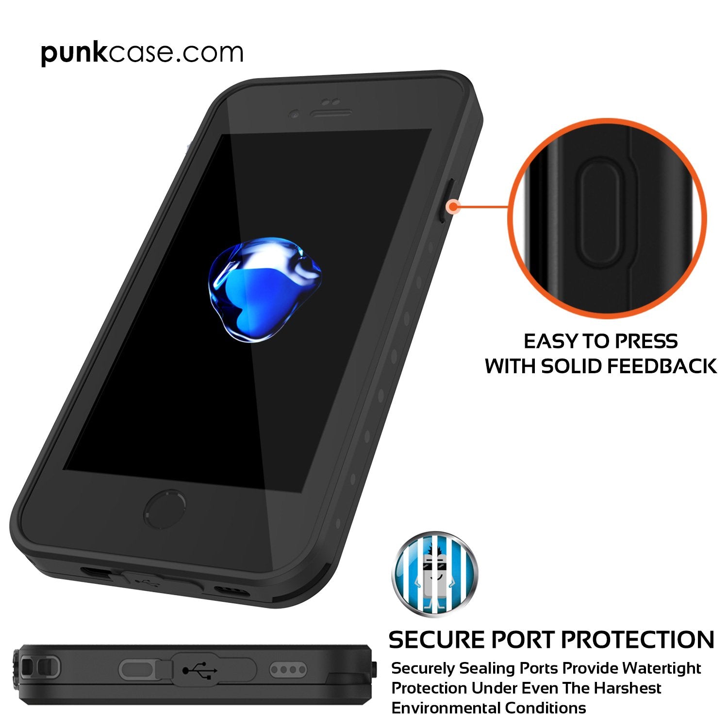 iPhone 7 Waterproof IP68 Case, Punkcase [Clear] [StudStar Series] [Slim Fit] [Dirtproof] [Snowproof] - PunkCase NZ