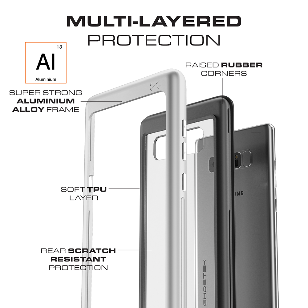 Galaxy Note 8, Ghostek Atomic Slim Galaxy Note 8 Case Shockproof Impact Hybrid Modern Design  | Black - PunkCase NZ