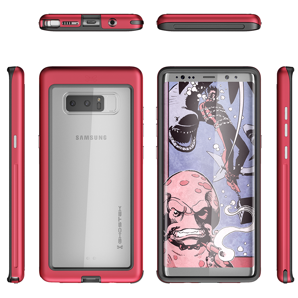 Galaxy Note 8, Ghostek Atomic Slim Galaxy Note 8 Case Shockproof Impact Hybrid Modern Design  | Red - PunkCase NZ