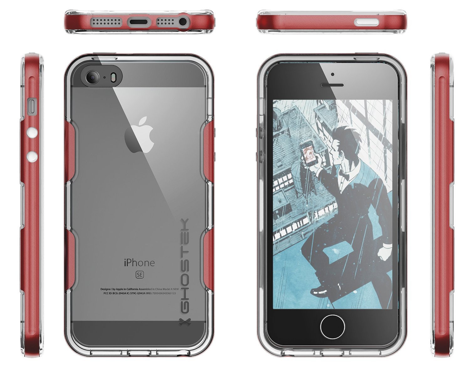 iPhone SE/5S/5 Case Ghostek® Cloak Red Slim | Tempered Glass | Lifetime Warranty Exchange - PunkCase NZ