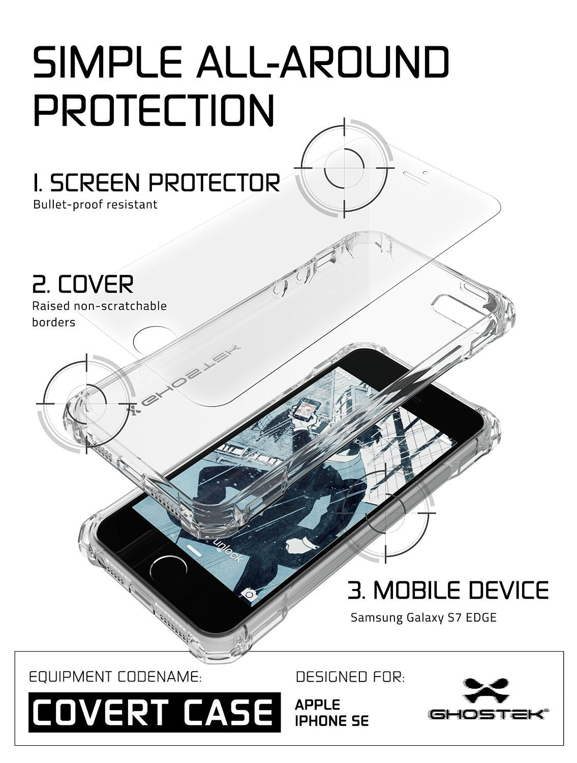 iPhone SE Case Ghostek® Covert Clear, Premium Impact Protective Armor | Lifetime Warranty Exchange - PunkCase NZ