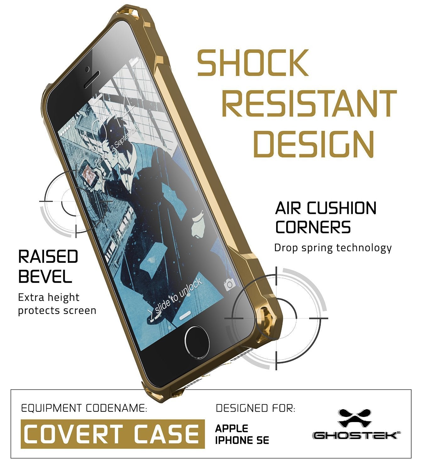 iPhone SE Case, Ghostek® Covert Gold, Premium Impact Protective Armor | Lifetime Warranty Exchange - PunkCase NZ