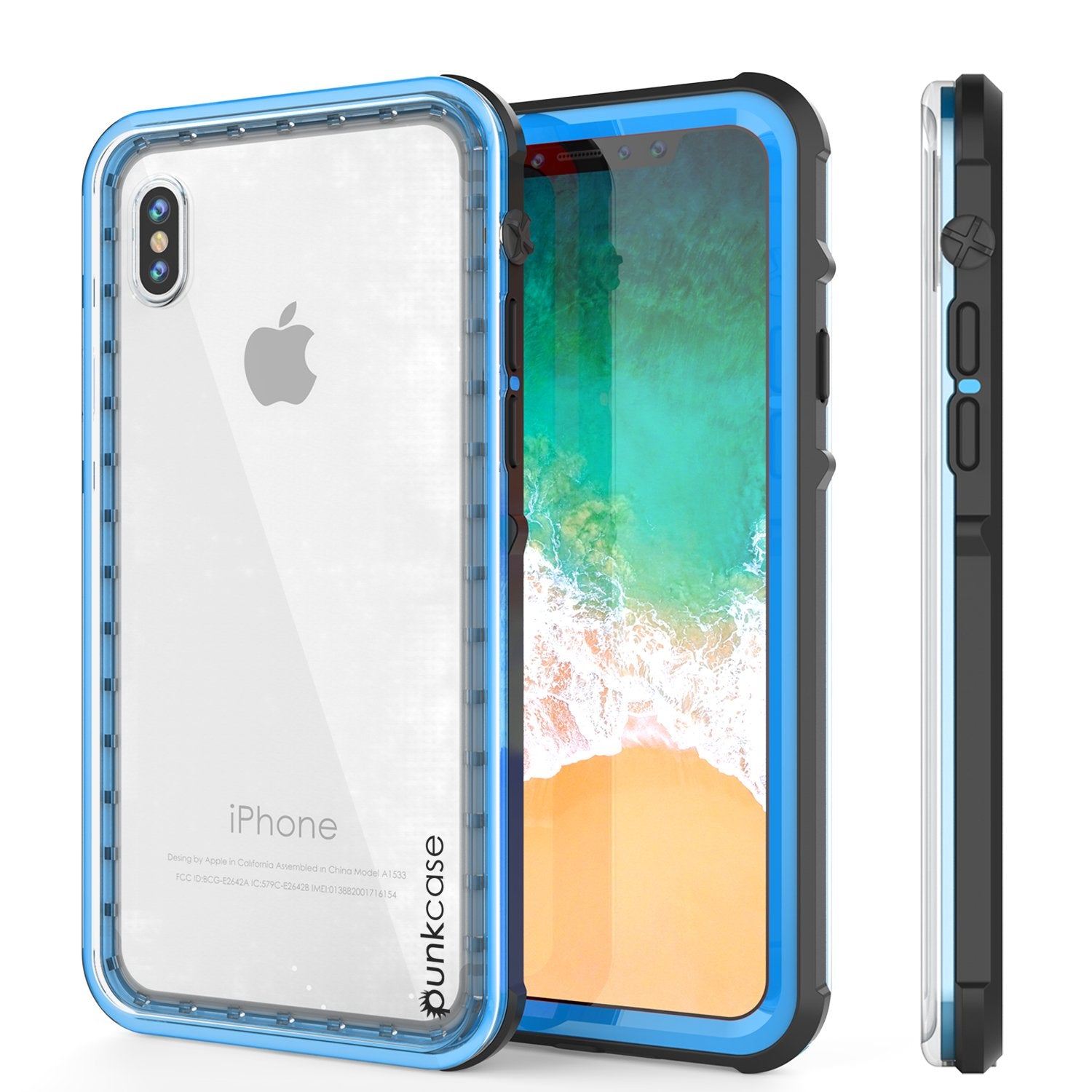iPhone X Case, PUNKCase [CRYSTAL SERIES] Protective IP68 Certified Cover [Light Blue]