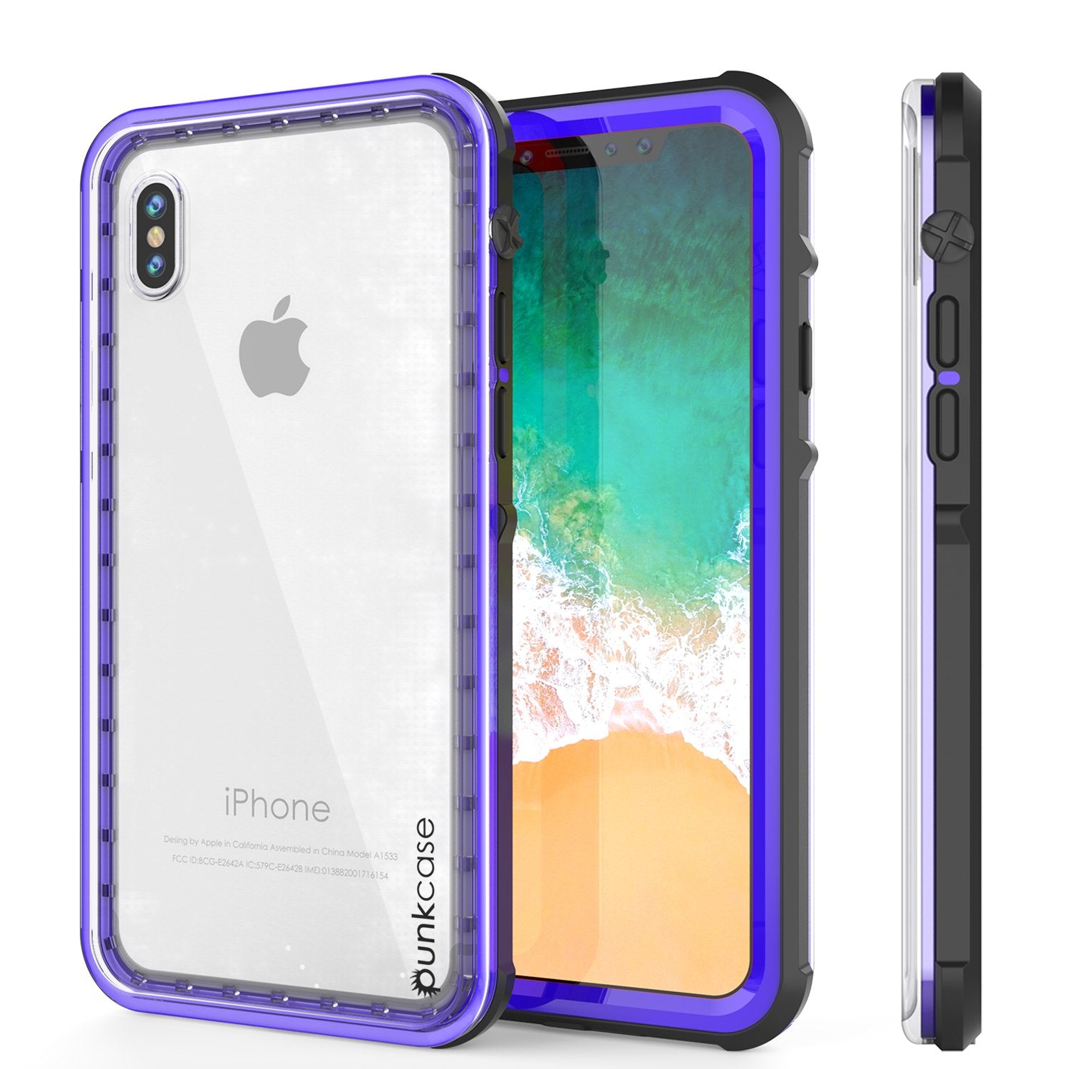 iPhone X Case, PUNKCase [CRYSTAL SERIES] Protective IP68 Certified Cover [Purple]