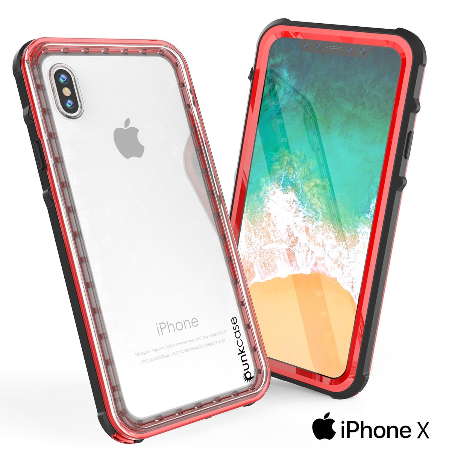 iPhone X Case, PUNKCase [CRYSTAL SERIES] Protective IP68 Certified Cover [Red] - PunkCase NZ
