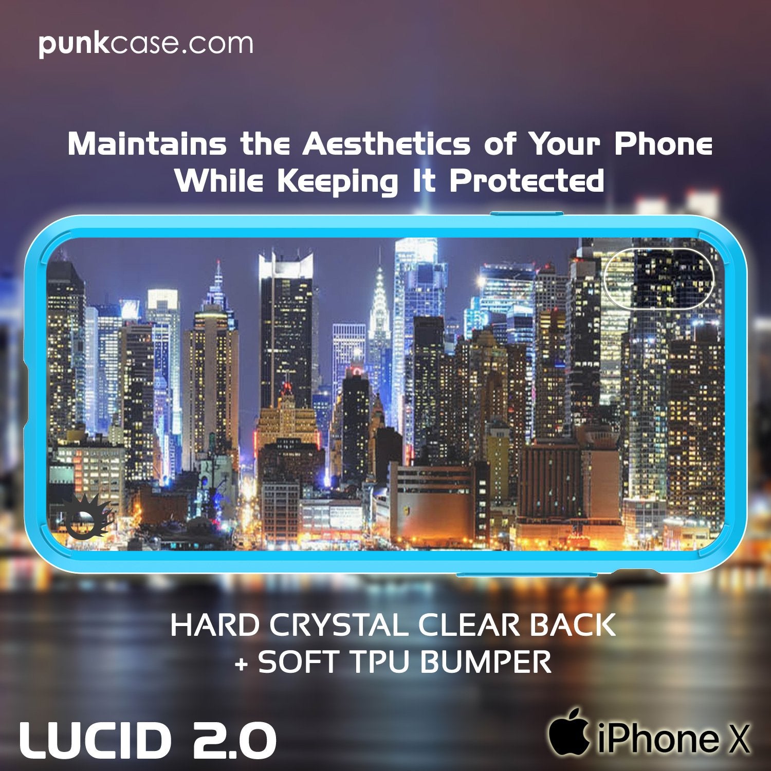 iPhone X Case, PUNKcase [LUCID 2.0 Series] [Slim Fit] Armor Cover W/Integrated Anti-Shock System [Light Blue] - PunkCase NZ