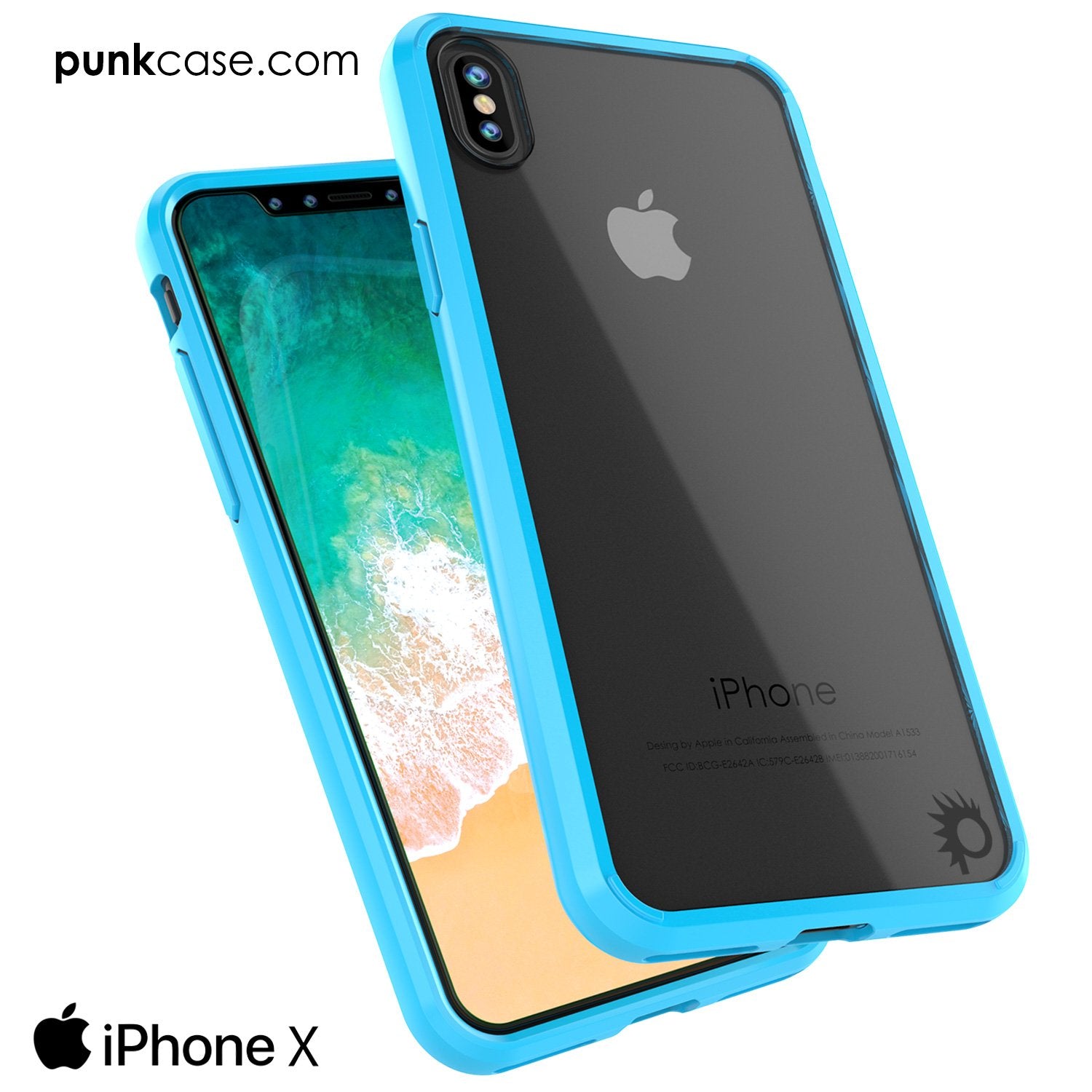 iPhone X Case, PUNKcase [LUCID 2.0 Series] [Slim Fit] Armor Cover W/Integrated Anti-Shock System [Light Blue] - PunkCase NZ