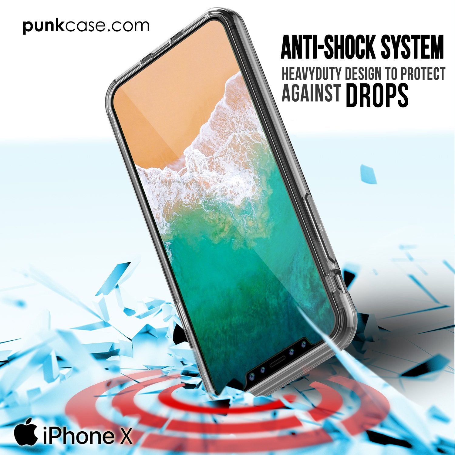 iPhone X Case, PUNKcase [LUCID 2.0 Series] [Slim Fit] Armor Cover W/Integrated Anti-Shock System [Clear] - PunkCase NZ