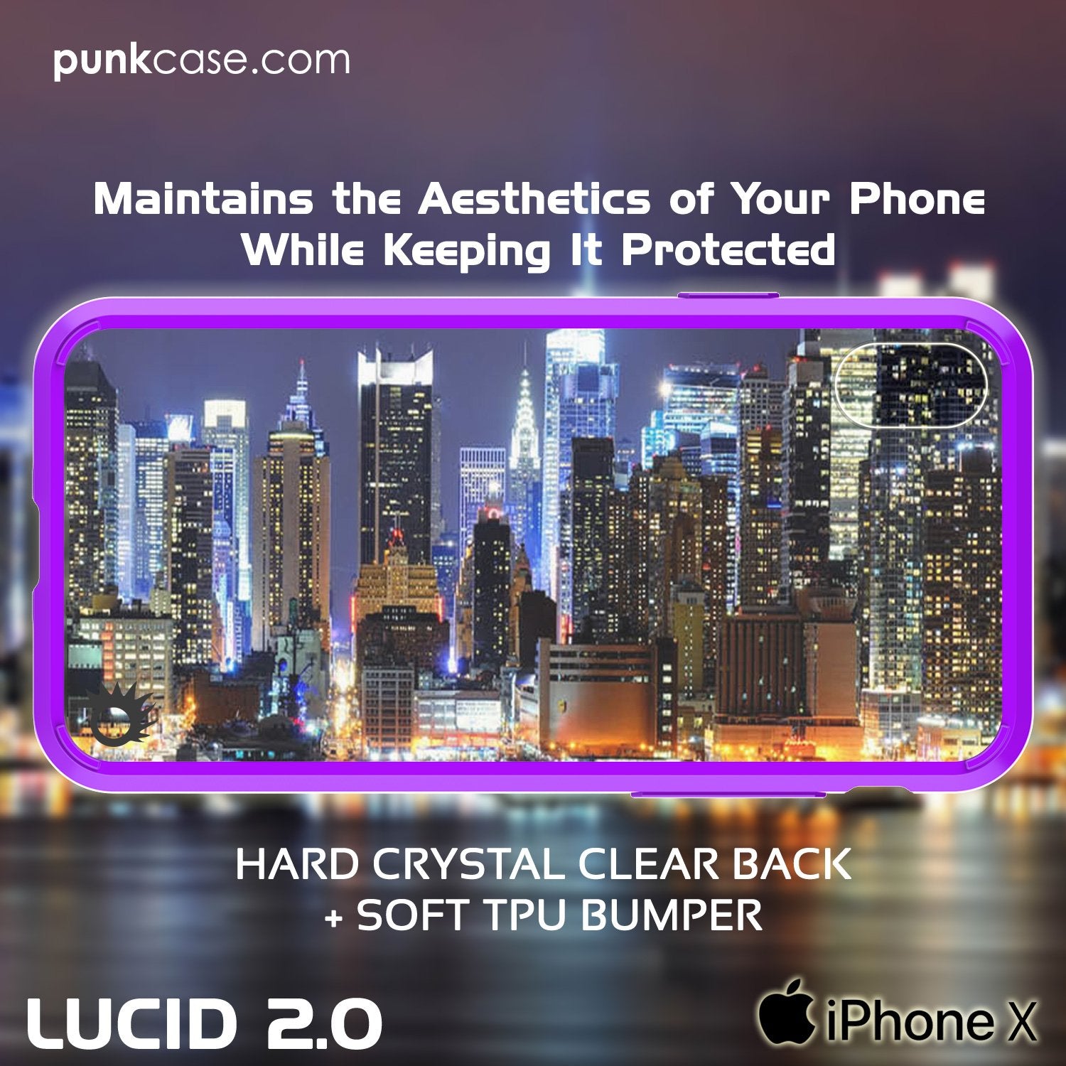 iPhone X Case, PUNKcase [LUCID 2.0 Series] [Slim Fit] Armor Cover W/Integrated Anti-Shock System [Purple] - PunkCase NZ