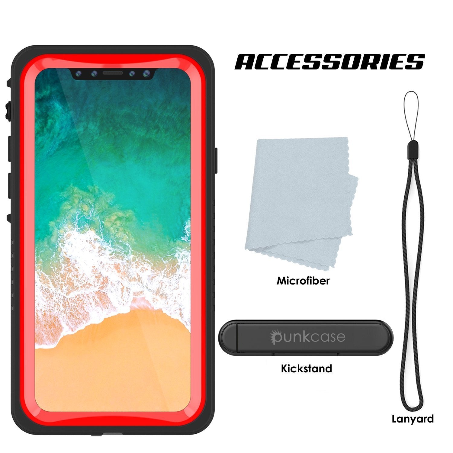 iPhone XS Max Waterproof Case, Punkcase [Extreme Series] Armor Cover W/ Built In Screen Protector [Red] - PunkCase NZ